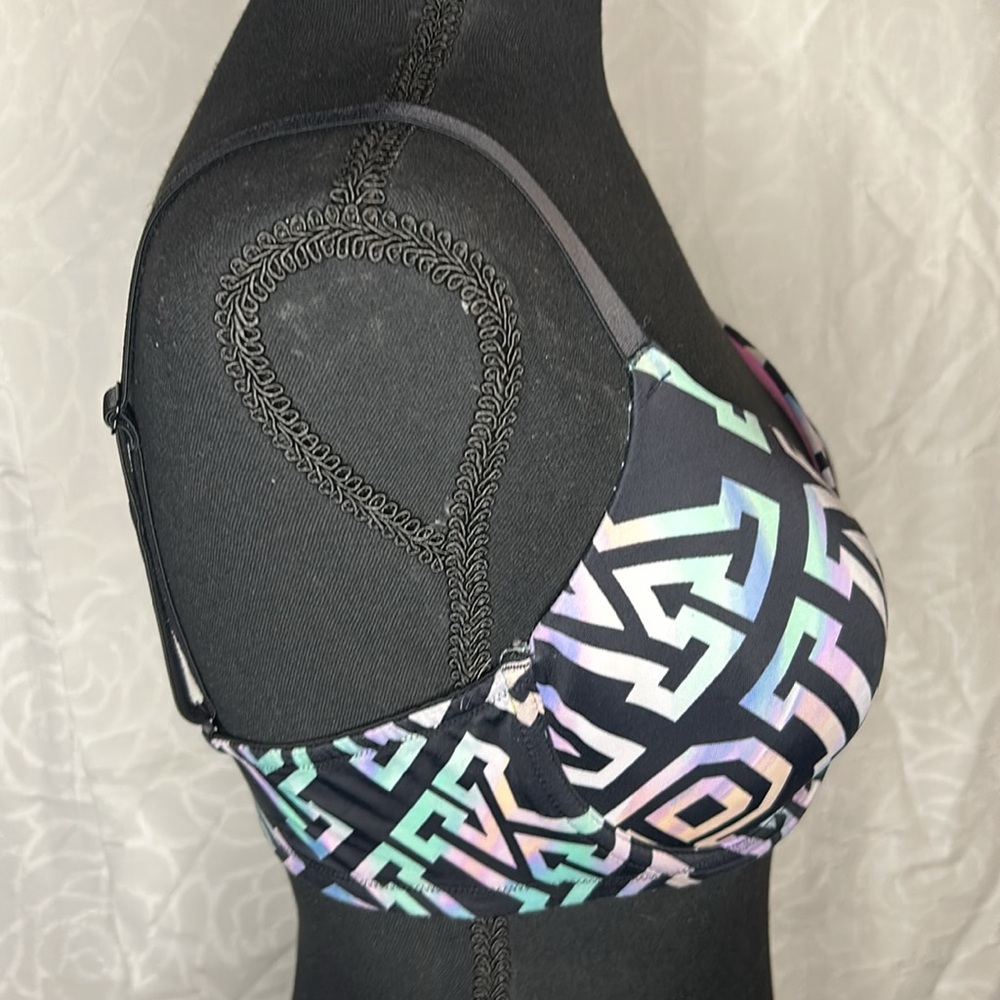 PINK VICTORIA’S SECRET Wear Everywhere blackgreenpink signature bra. Size 36 D. - Picture 6 of 9